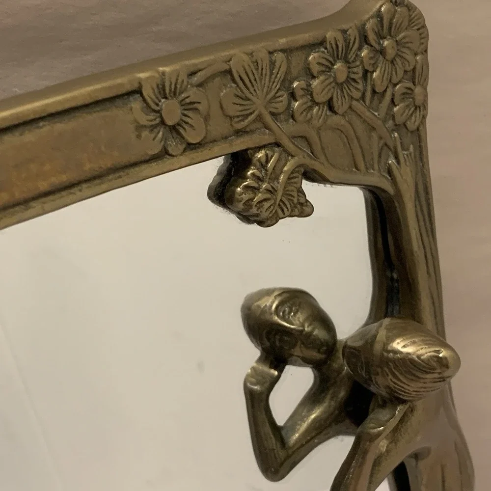 VTG Mirror Brass Framed Art Deco French Country Hollywood Regency Gold Estate
